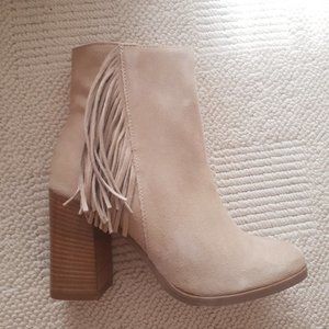 Taupe Fringed Suede Boots